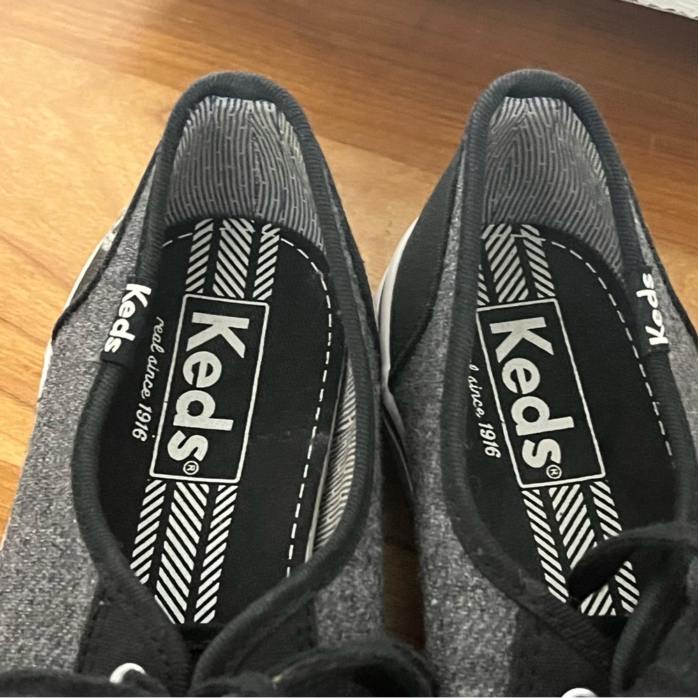 Keds Double Up Size 6.5 Gray‎ Wool Black Canvas Lace Up Sneaker Sample Shoe - Picture 6 of 8